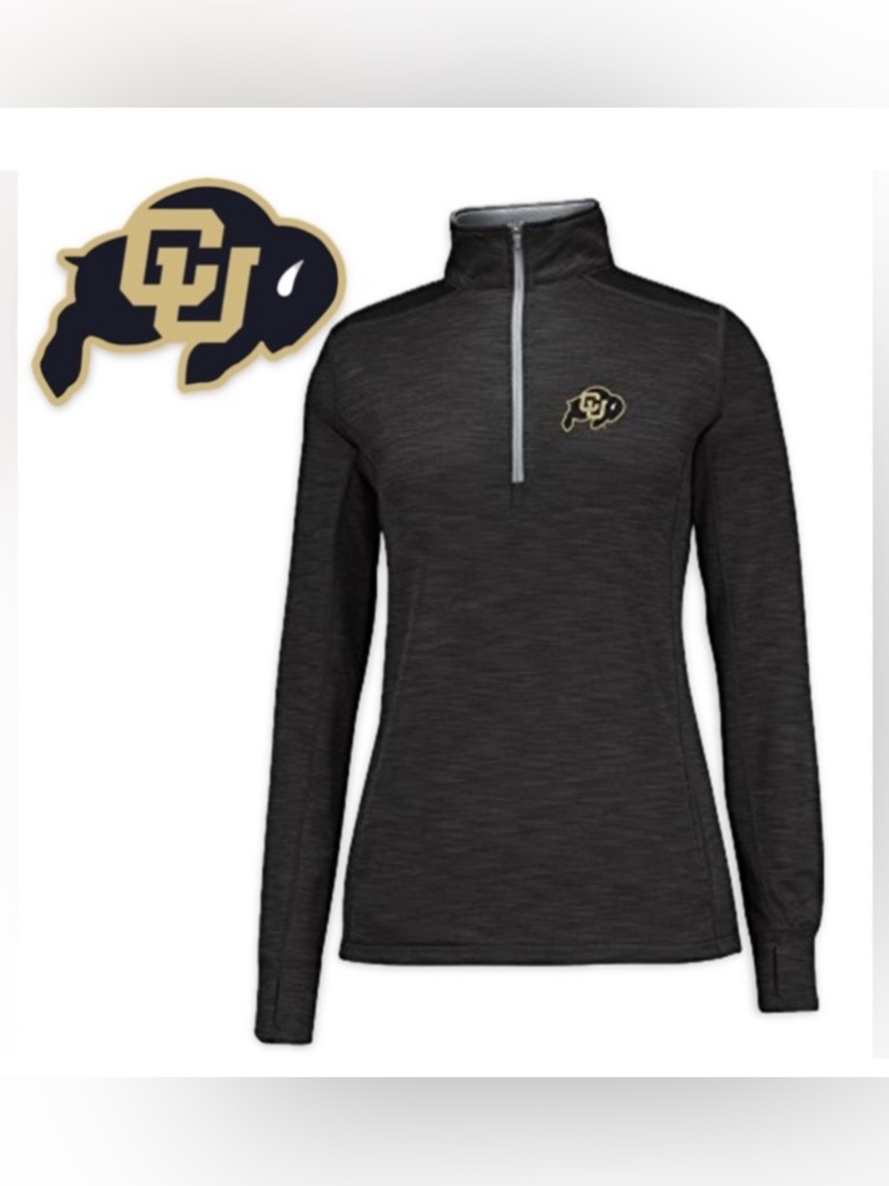 NWT [J America] Courtside Poly Fleece 1/4 Zip Pullover Black/Cement Women’s XL